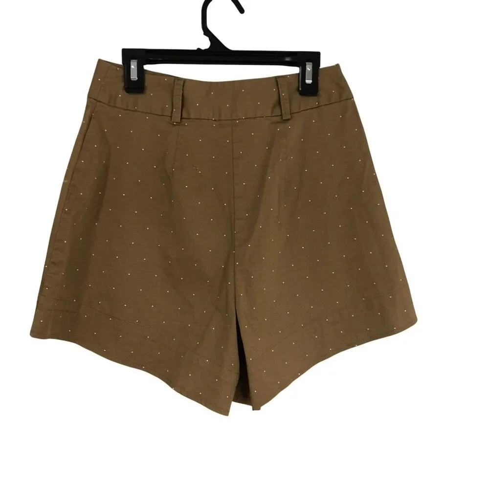 Danielle Bernstein Shorts Polka Dot High-Waisted Size 0 Brown & White Womens
